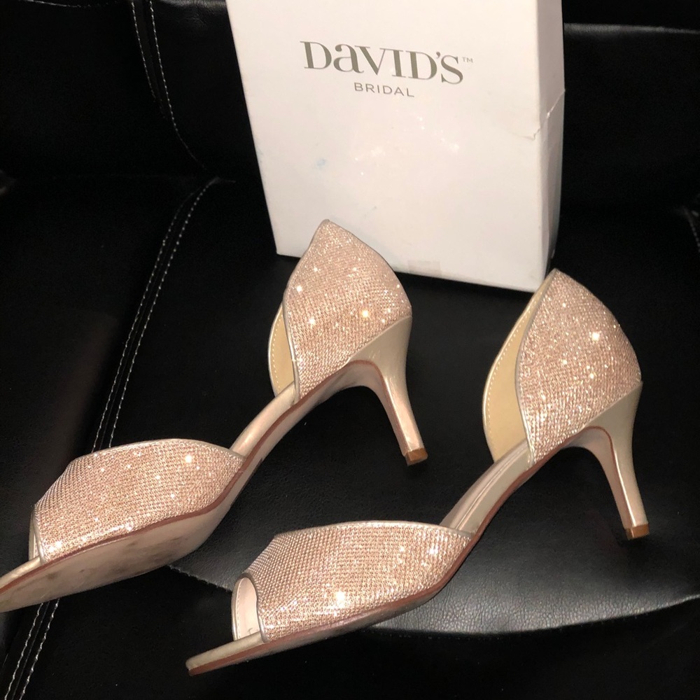 David’s bridal gold sparkle heels